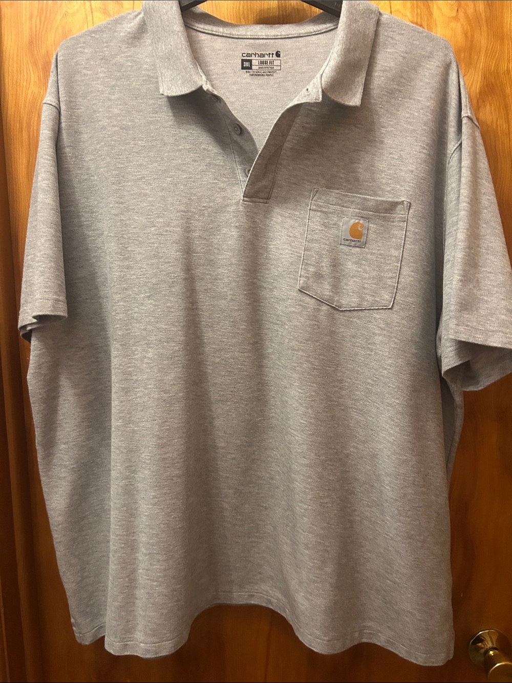 Carhartt Men's Heather Gray Polo with Chest Pocket